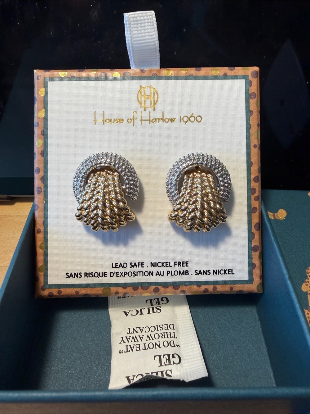 House of Harlow 1960 Two-Tone Earrings in Gold & Silver